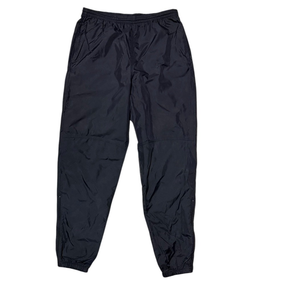Vintage Nike Nylon Track‎ Pants Black Men's Medium Ankle Zip Taiwan 90's READ